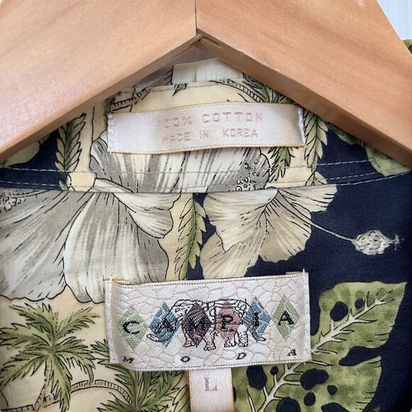 Campia Moda Button-Up Mens Large Hawaiian Camp Shirt 100% Cotton - Picture 4 of 6